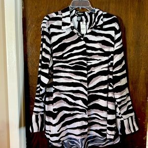 Ladies silk blouse, size XL, new with tags, zebra print